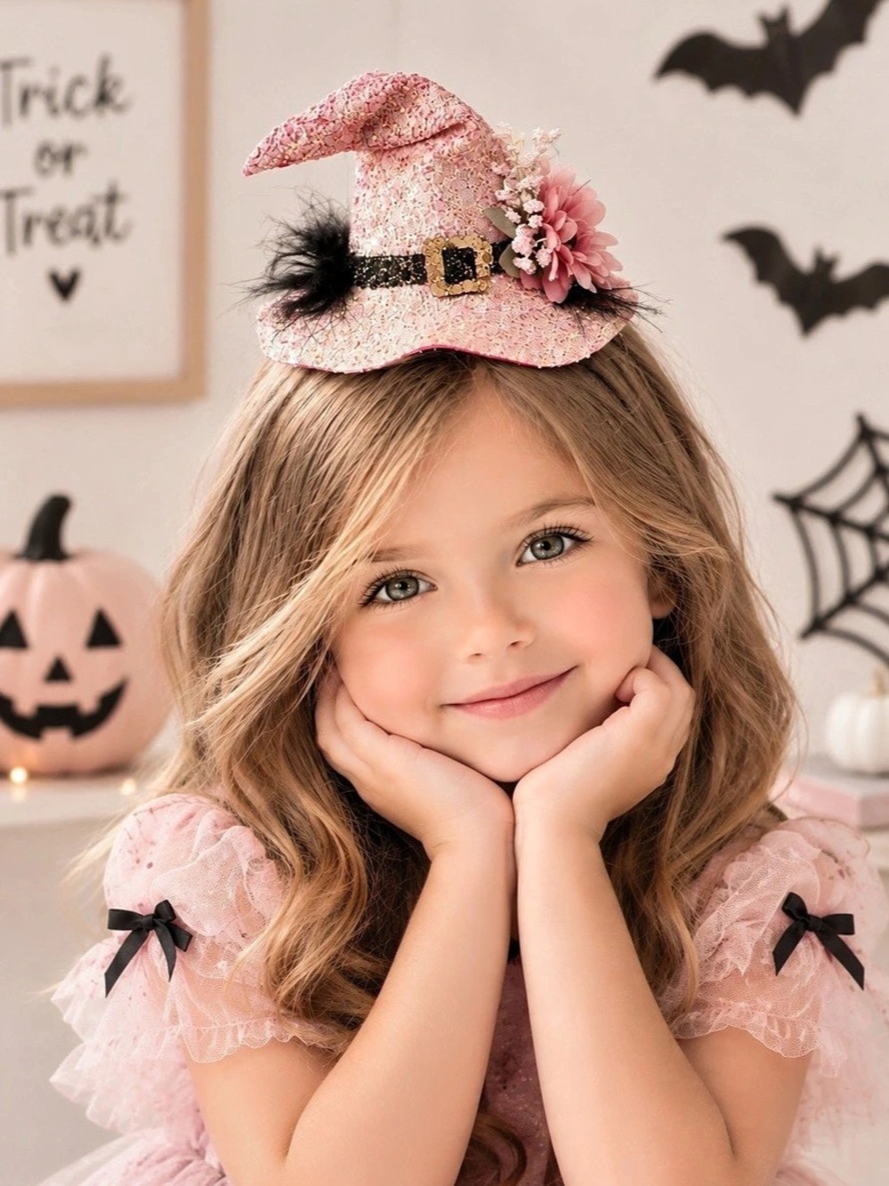 Pink Halloween Witch Hat hair clip